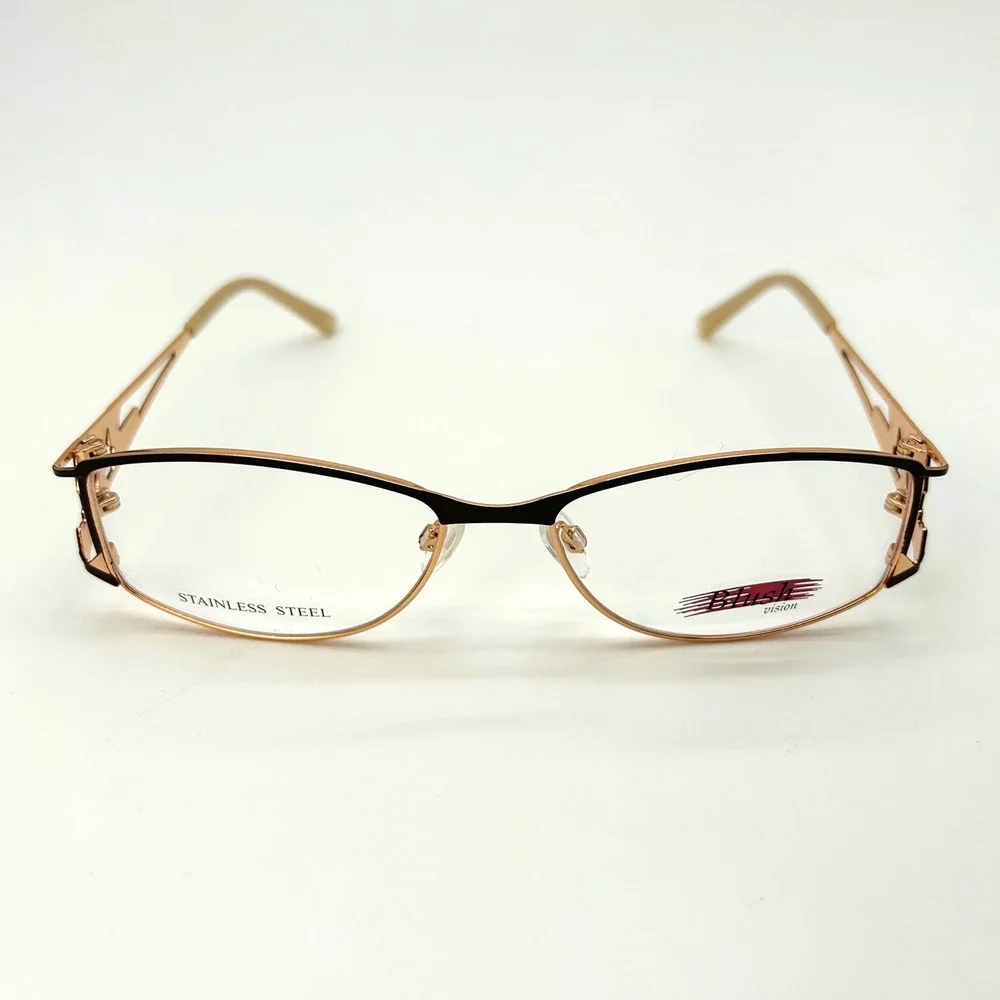 Womens Eyeglasses Frames Blush Vision Lola Size 55-16-135 Dark Brown Gold NEW